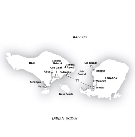 Map Of Bali And Gili Islands. Start in Bali, where you can